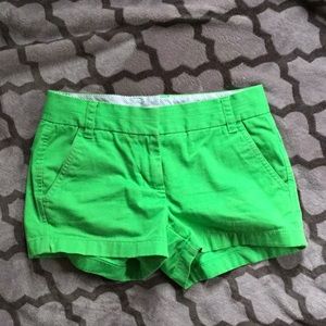 Green J. Crew Chino shorts.